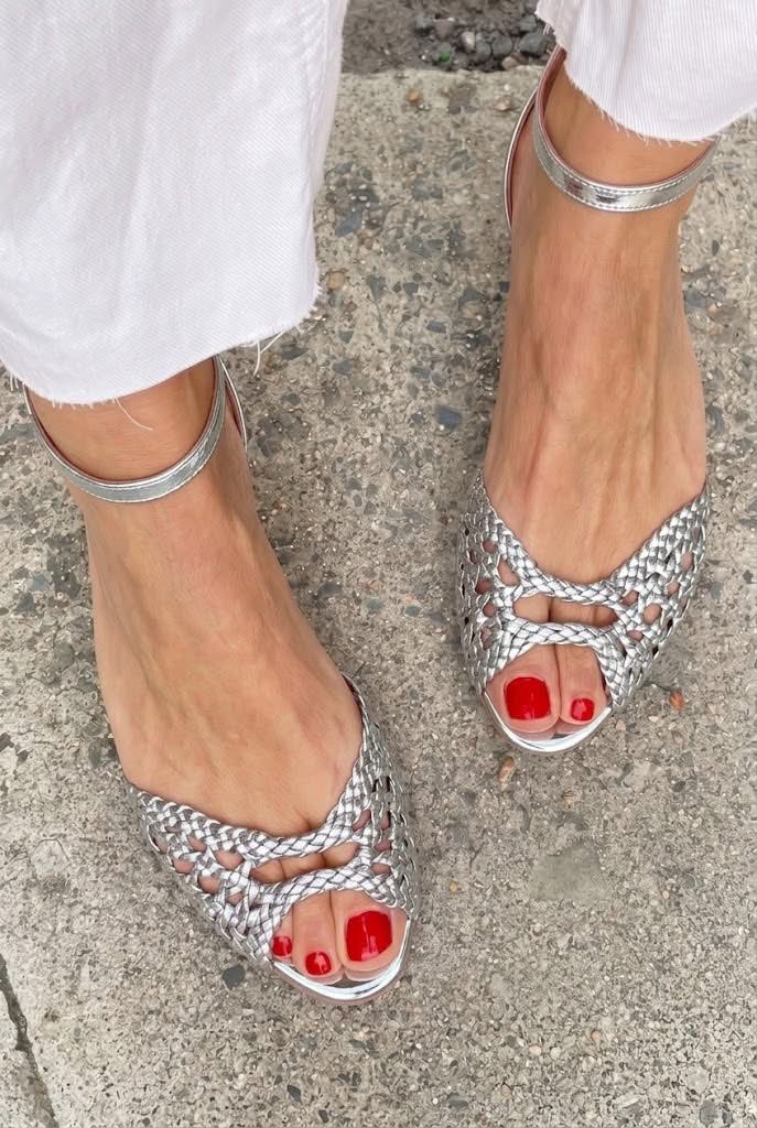 Teresa | Złote plecione sandały